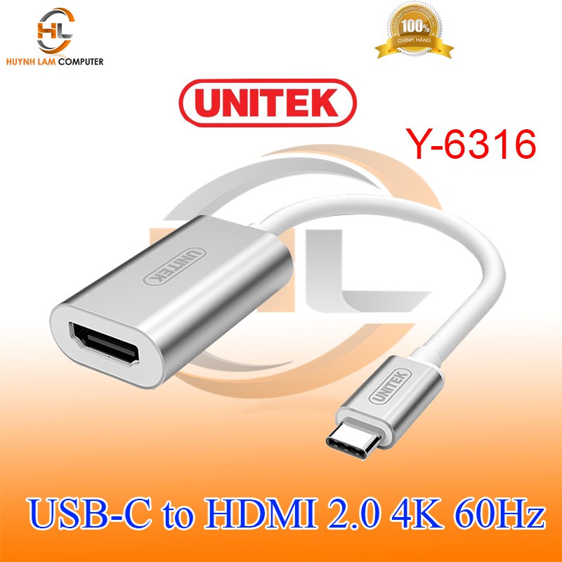 Cáp chuyển USB Type-C to HDMI Unitek Y6316 4K 60Hz - Hãng phân phối