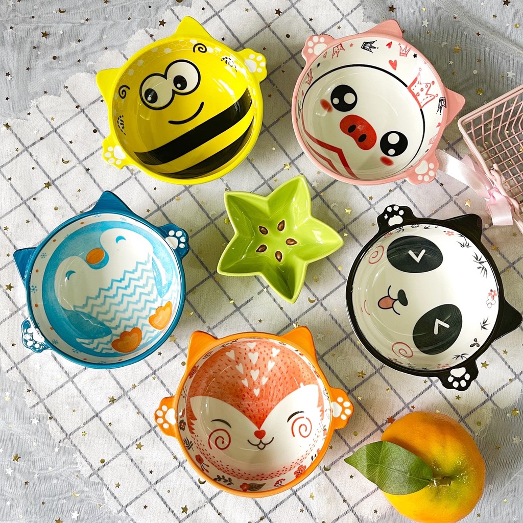 Bộ bát đĩa gốm sứ decor cho bé ăn dặm siêu đáng yêu