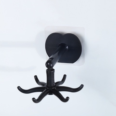 Giá treo đồ 6 móc xoay 360 độ gắn tường tiện dụng cho nhà bếp