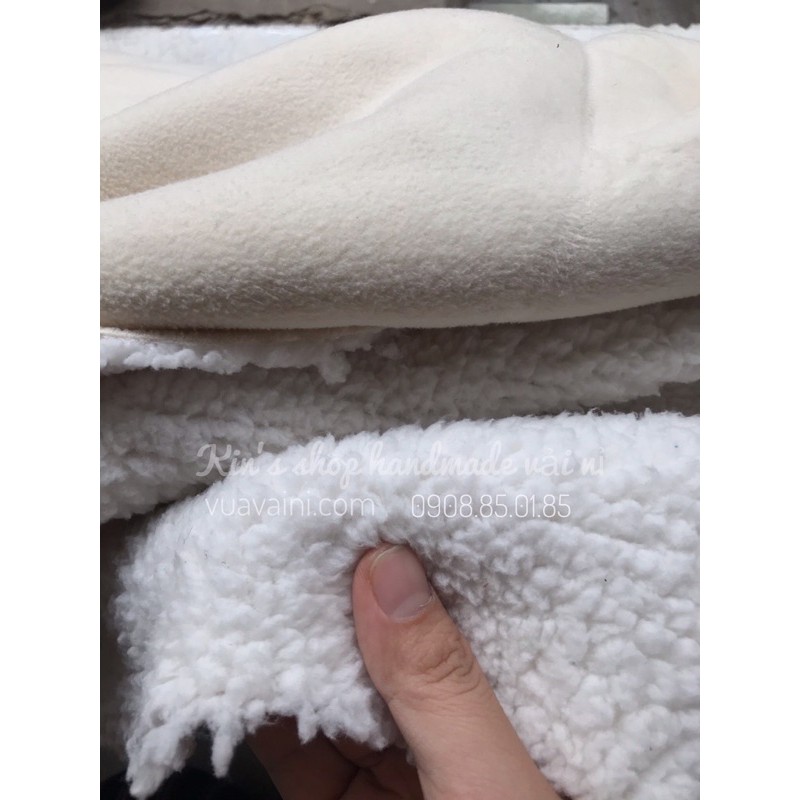 Vải Lông Cừu Cao Cấp 1 mặt lông cừu, 1 mặt Nỉ Siêu Mềm dùng may áo khoác, quần áo ấm mùa lạnh chất siêu mềm mịn