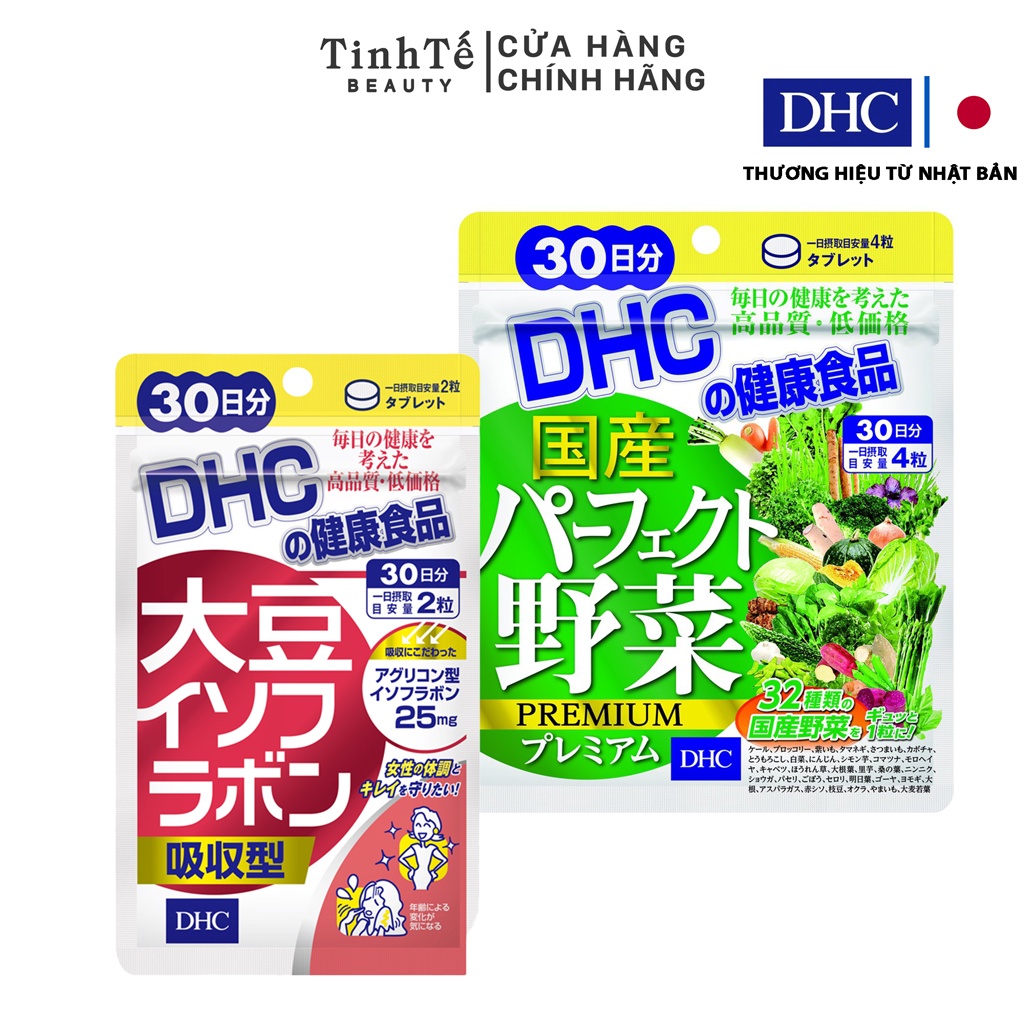 Combo viên uống DHC Nhật Bản cân bằng nội tiết tiêu hoá 30 ngày ( Mầm đậu nành 60 viên + rau củ 120 viên)