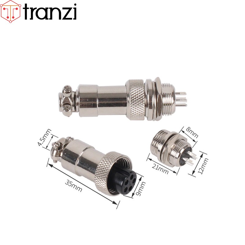 Giắc GX12 5P 12mm bộ đực cái - túi 1 bộ đực cái