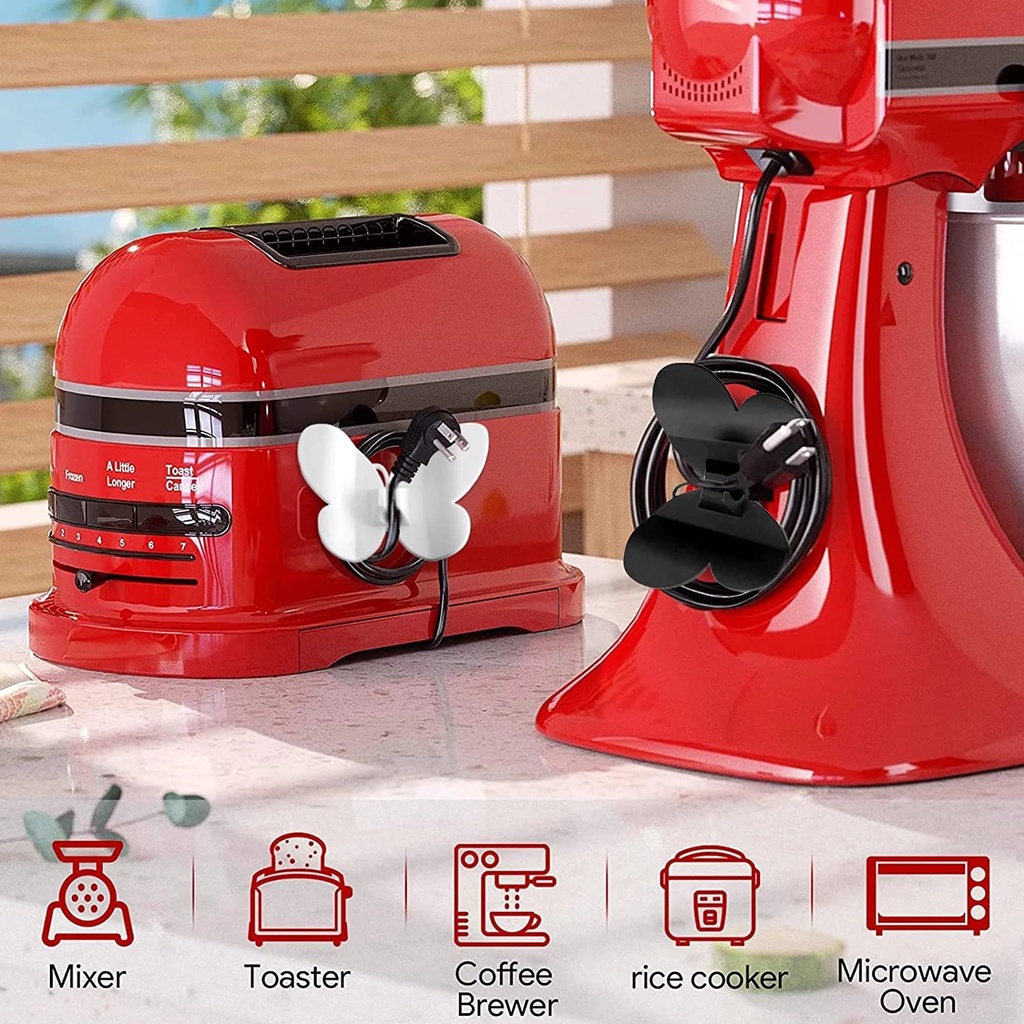 [Mới] Kẹp Cố Định Dây Cáp / Dụng Cụ Nhà Bếp Bằng Cao Su Mềm Tự Dính Hình Bướm Dễ Thương
