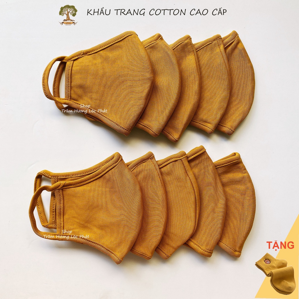 Khẩu Trang Vải Nam Nữ Màu Kaki Vàng Nâu Cotton Nhật Cao Cấp Chống Nắng Ngăn Tia UV Thoáng Mát Mềm Mại 1 cái
