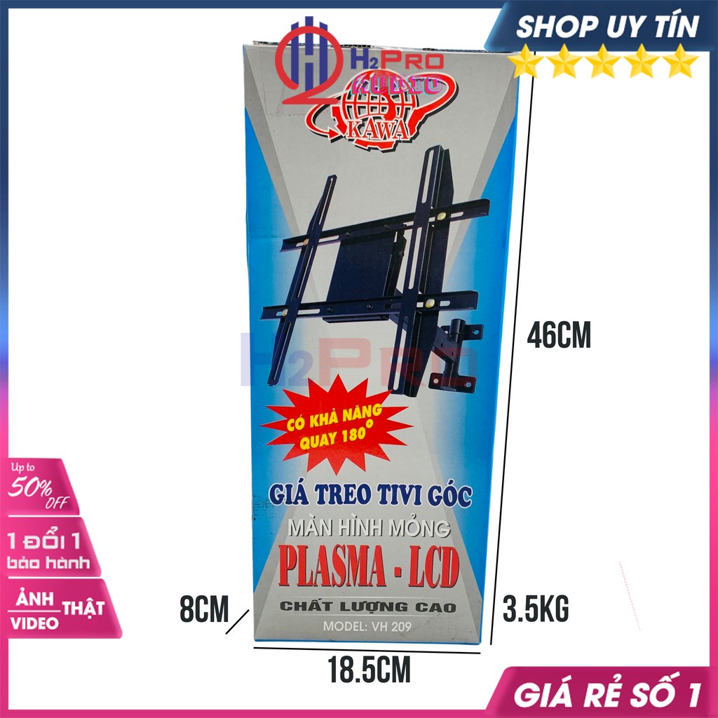 Giá Treo Tivi Xoay, Giá Treo Tv Góc Đa Năng Kawa VH209 Cao Cấp, Áp Dụng Tivi 25-46In Màn Phẳng, Xoay 360 Độ-H2Pro Audio