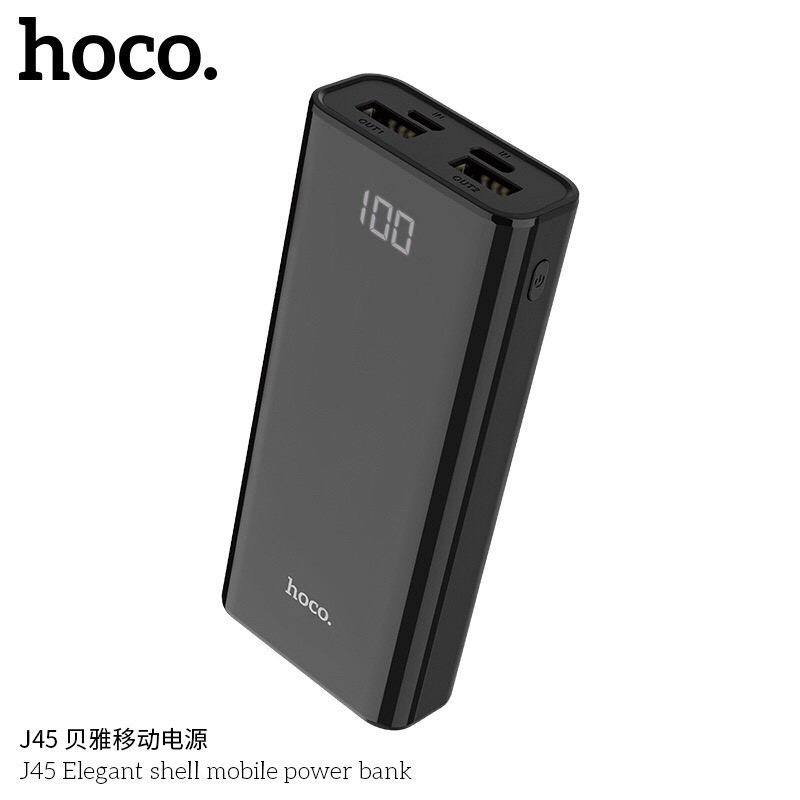 Hoco J45 Sạc dự phòng 10.000mAh hoco J45 màn hình LCD hiển thi dung lượng pin có 2 cổng vào và 2 cổng ra