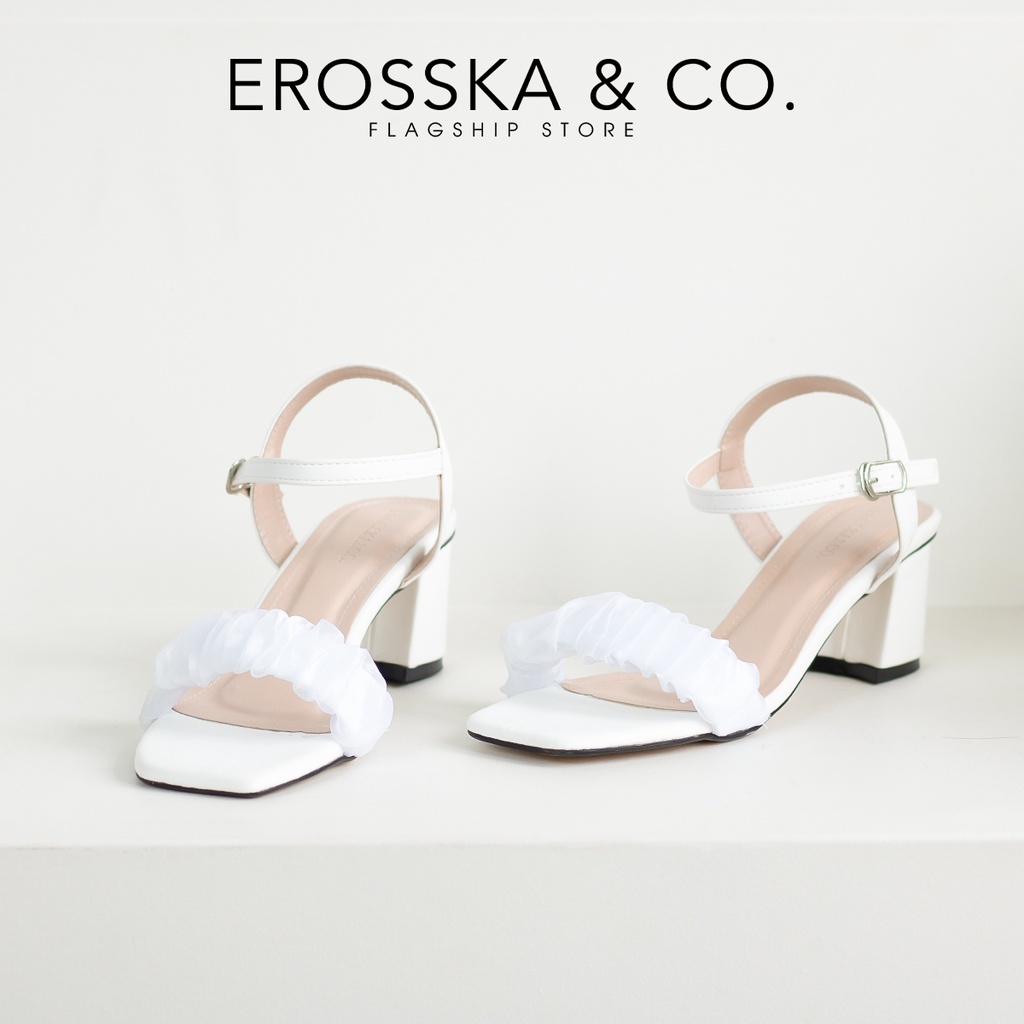 Erosska - Giày sandal cao gót quai nhún sang trọng cao 5cm màu đen - EB047