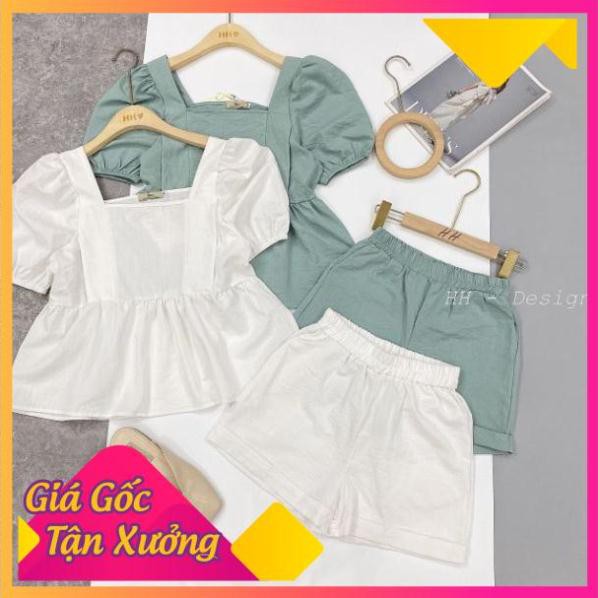 BỘ ĐŨI TAY PHỒNG CỔ VUÔNG SANG CHẢNH