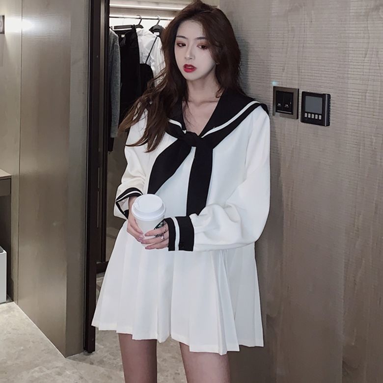 Đầm Chữ A Tay Dài Dáng Rộng Phong Cách Retro Cho Nữ