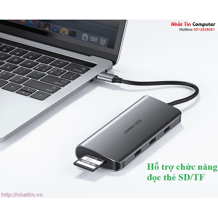 Thiết bị mở rộng USB type-C to HDMI/VGA/ Hub USB 3.0/ SD/TF/Lan Gigabit chính hãng Ugreen 40873 - Chính hãng - BH 18T 