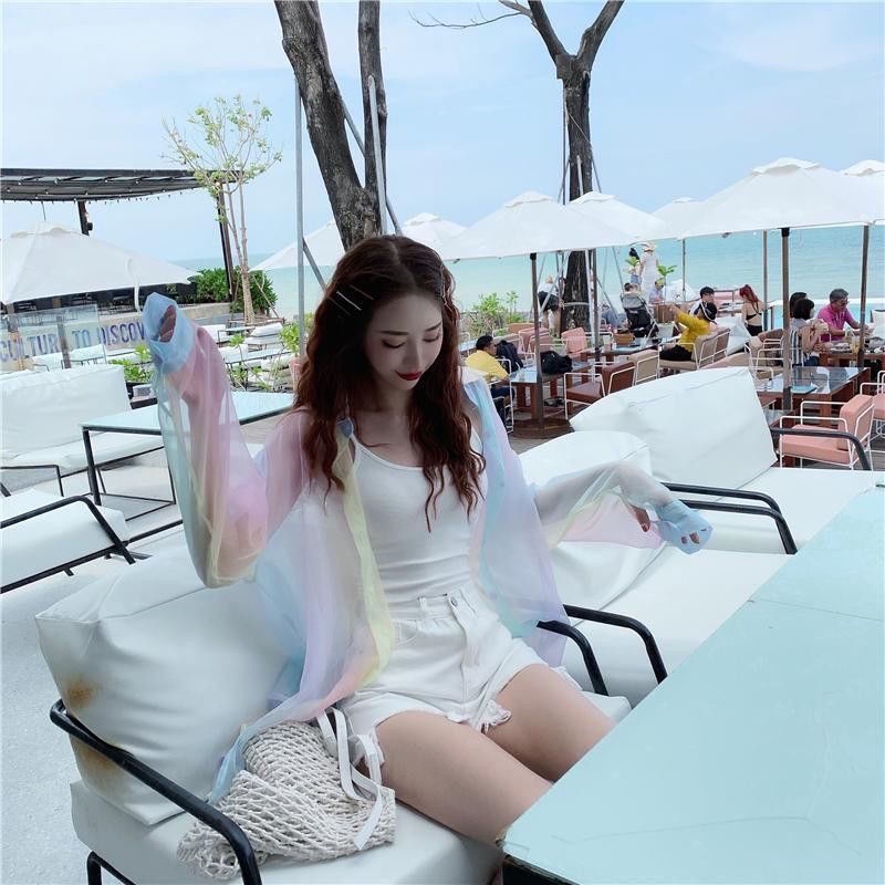 Áo Sơ Mi Voan Mỏng Tay Dài Nhiều Màu Sắc Phong Cách Hàn Quốc Thời Trang Cho Nữ