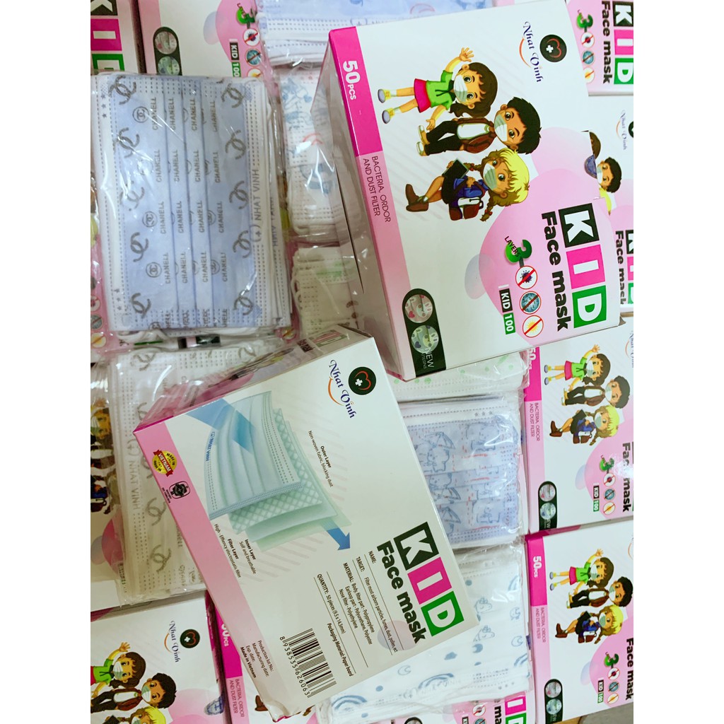 Khẩu trang trẻ em kháng khuẩn - Hộp 50 cái, dễ chịu cho bé khi sử dụng | BigBuy360 - bigbuy360.vn