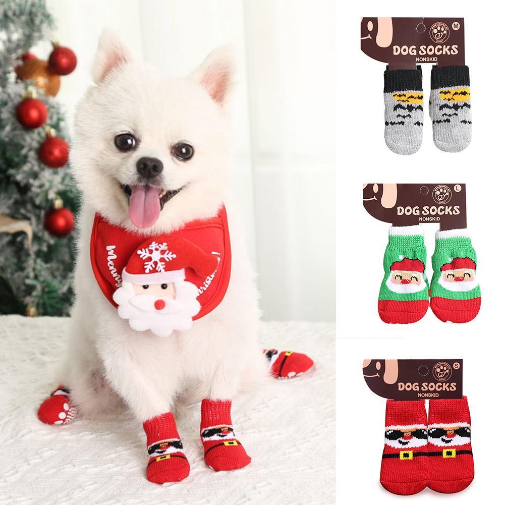 Tất Giáng Sinh Ấm Áp Chống Trượt Hình Ông Già Noel Hoạt Hình Cho Cún Cưng S3P6