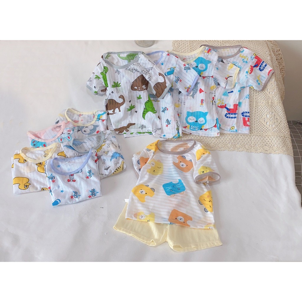 Bộ quần áo trẻ em cotton giấy - Bộ đồ cotton cho bé trai và bé gái (HN 240)