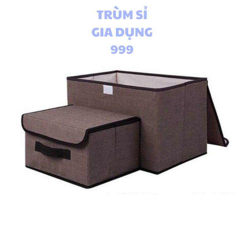 set 2 túi đựng đồ 1 lớn 1 nhỏ, Set 2 hộp vải đựng, đồ dùng đa năng khung giấy cứng phong cách Hàn Quốc, túi vải đựng đồ