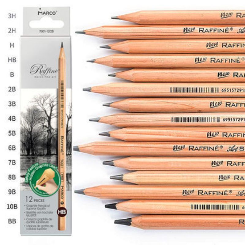 Bút chì Marco từ HB - 8B dùng để vẽ chì, vẽ đậm nhạt