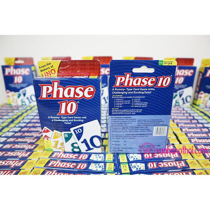 Bộ Bài Trò Chơi Uno Phase 10 - Bản nâng cấp của Uno Classic, giầy bìa cứng cao cấp