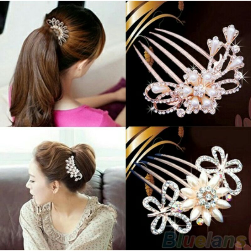 Lượt Cài Tóc Đính Đá Và Ngọc Tr-ai Sang Trọng