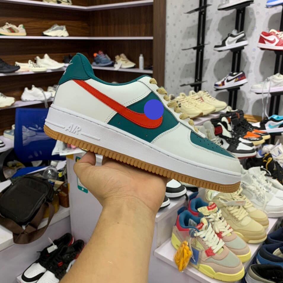 Giày thể thao AF1 xanh đỏ nam nữ, Giày sneaker air Force GC dễ phối đồ