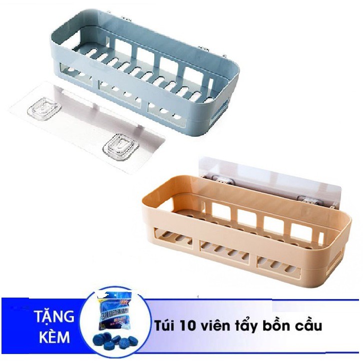 Combo 2 Kệ nhựa dán tường hình chữ nhật + Tặng 10 viên tẩy bồn cầu