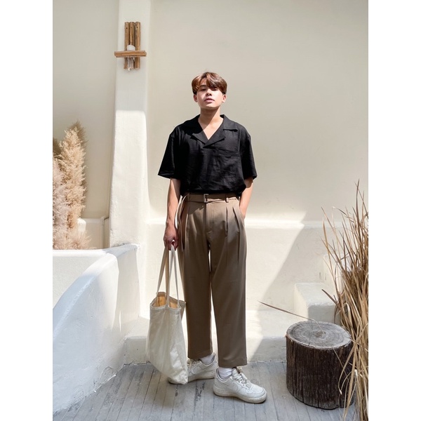 NOBUTA - quần Daddy form rộng có dây thắt lưng rời đi kèm