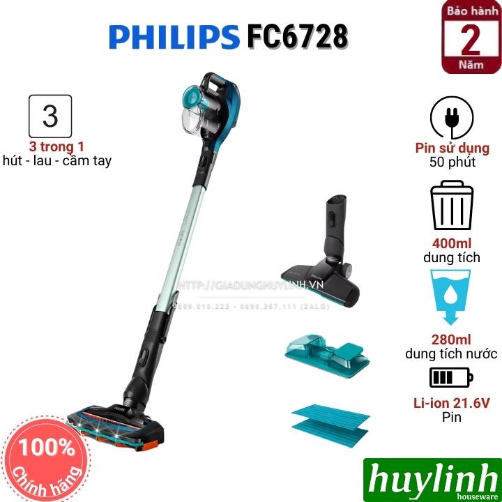 [Mã ELHAMS5 giảm 6% đơn 300K] Máy hút bụi dùng pin có cán Philips FC6728 - 3 trong 1 - chính hãng