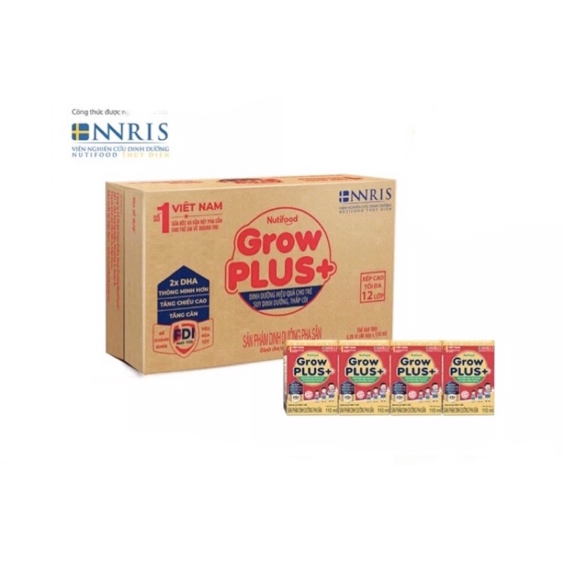 Sữa Bột Pha Sẵn Nuti Grow Plus Đỏ - Suy Dinh Dưỡng 110ml (Thùng 48 Hộp)