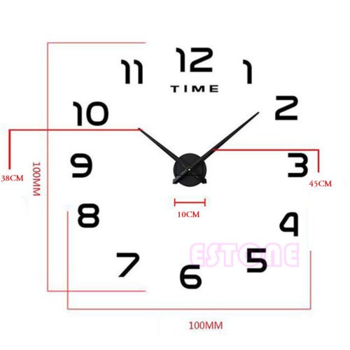 Đồng hồ dán tường 3D Cỡ Lớn Thiết kế Châu Âu hiện đại Độc Đáo