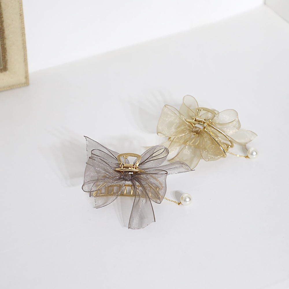 Kẹp Tóc Hình Nơ Tua Rua Bằng Kim Loại Phong Cách Hàn Quốc Cổ Điển Thời Trang Cho Nữ