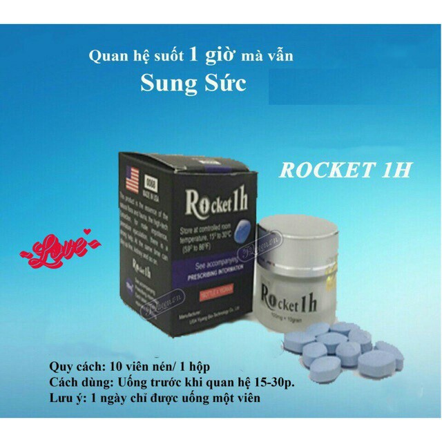 Rocket 1H hộp 10 viên - Tăng cường sinh lý nam - Thể hiện đẳng cấp phái mạnh
