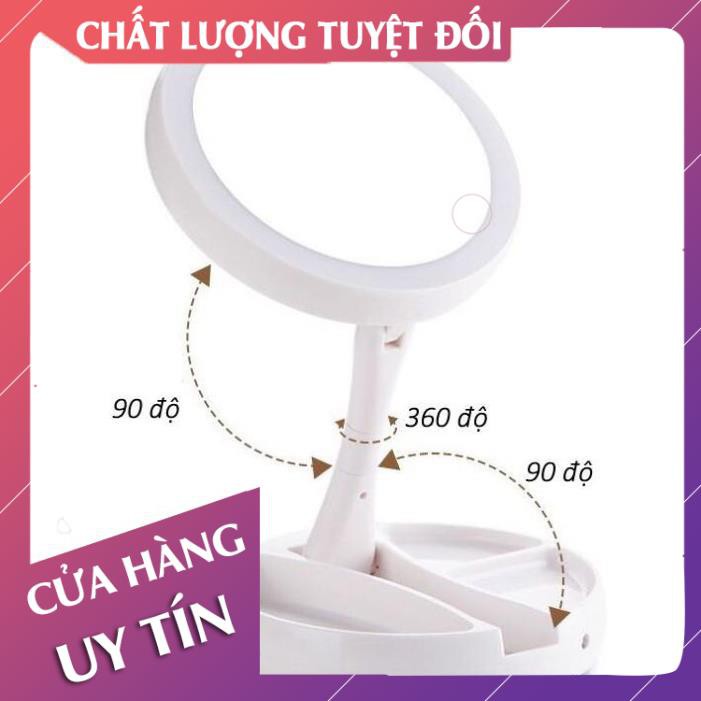 [FreeShip – Hàng loại 1] Gương trang điểm có đèn led 2 mặt gấp được tiện dụng - Lan Chi Mart