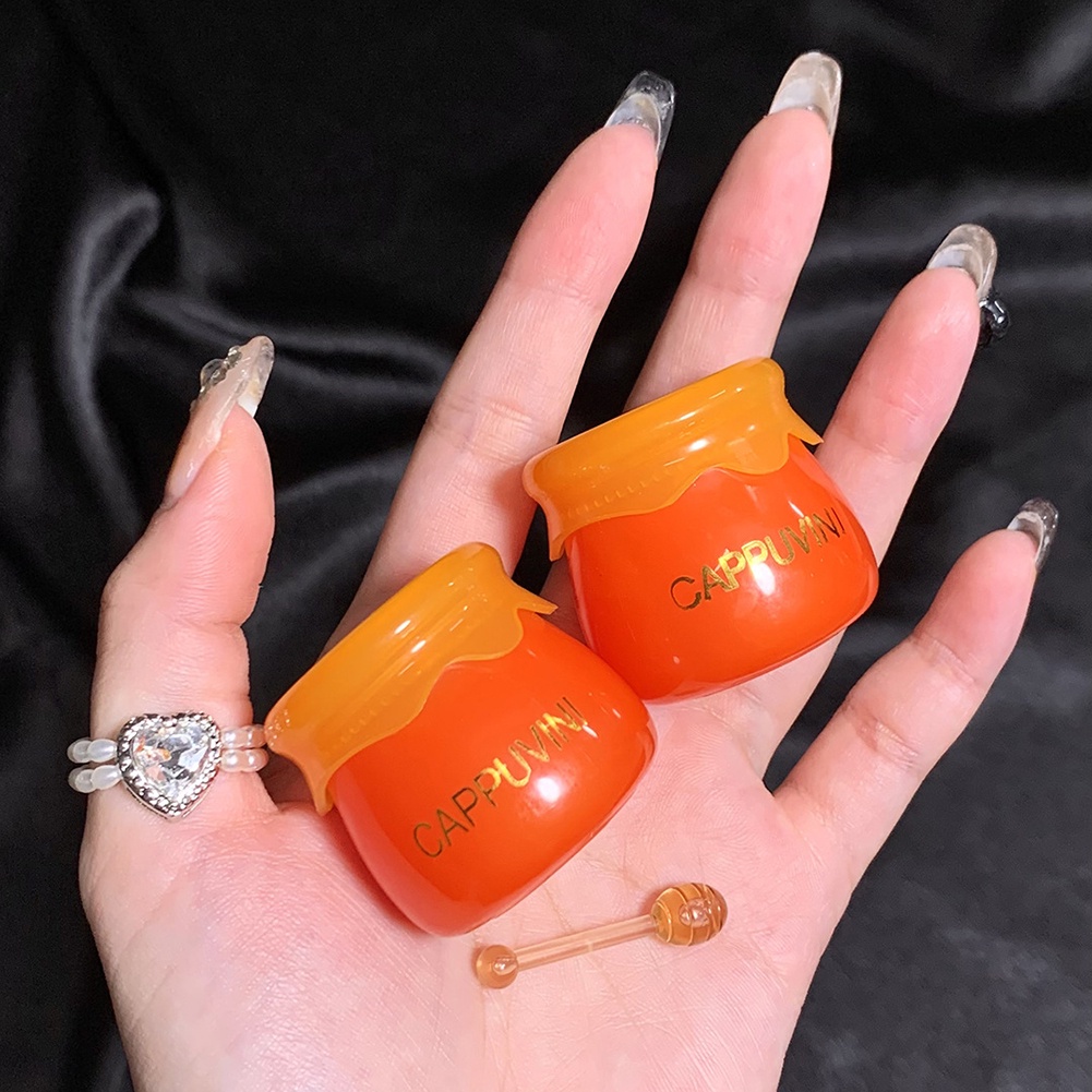 Mặt nạ môi CAPPUVINI ANNIES dưỡng ẩm làm mờ nếp nhăn chăm sóc đôi môi khi ngủ kiểu dáng lọ mật ong