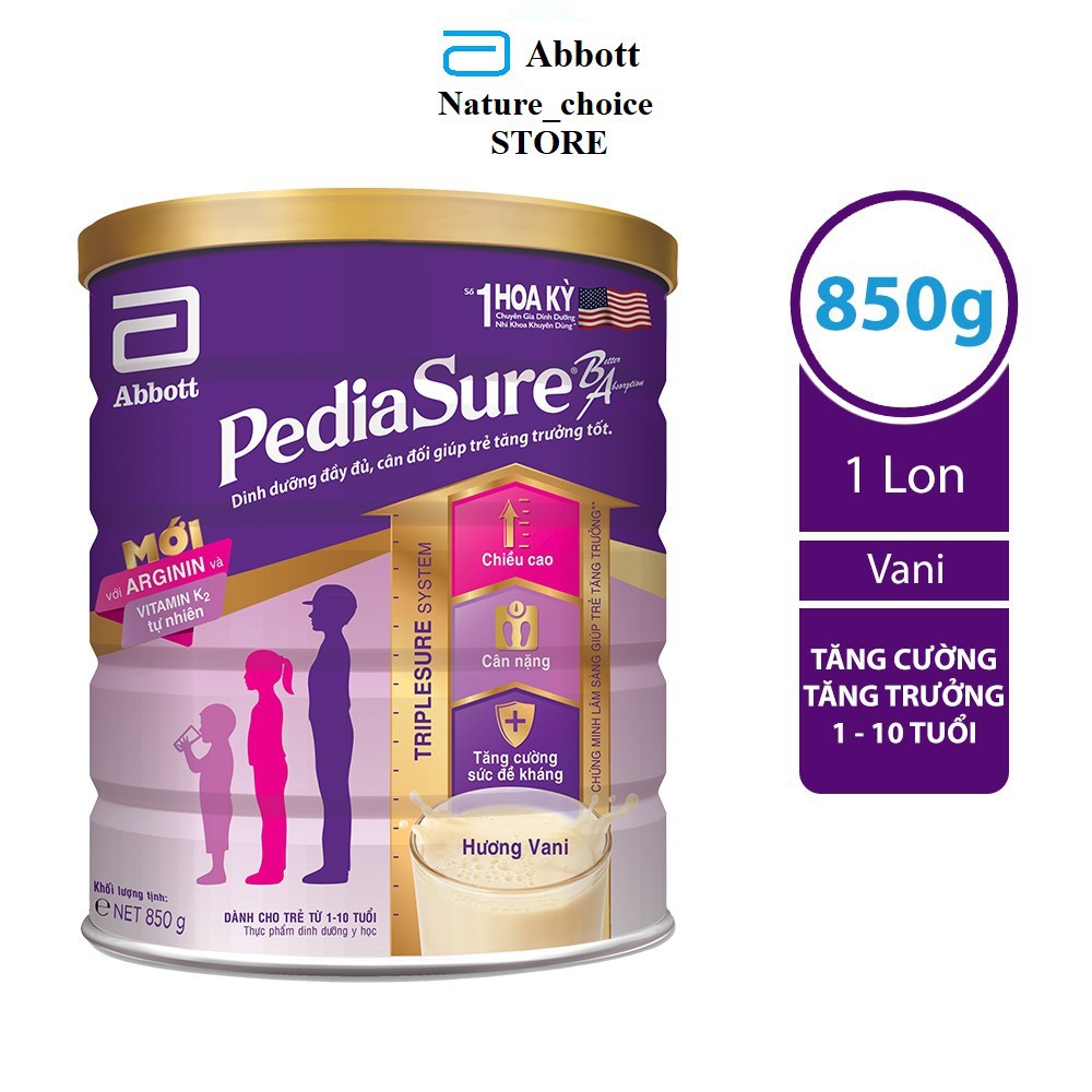 Sữa PediaSure 850gr hương Vani 💖 Sữa công thức cho trẻ em từ 1 đến 10 tuổi
