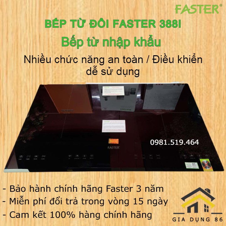 Bếp từ Faster 388i / Công nghệ inverter siêu tiết kiệm điện / Bảo hành chính hãng 3 năm