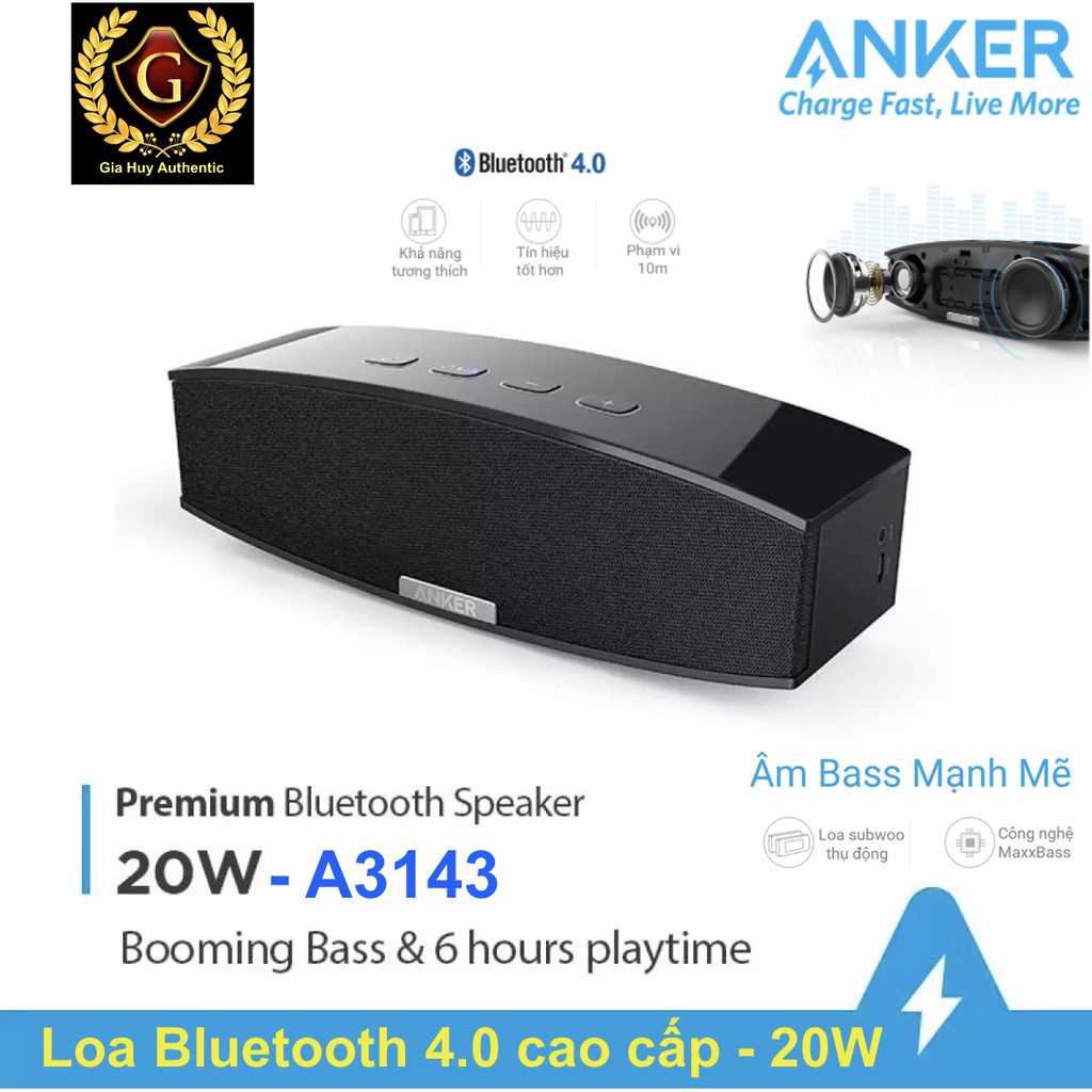 Loa bluetooth cao cấp ANKER A3143 Premium Stereo 20W - Hàng chính hãng, bảo hành 12 tháng