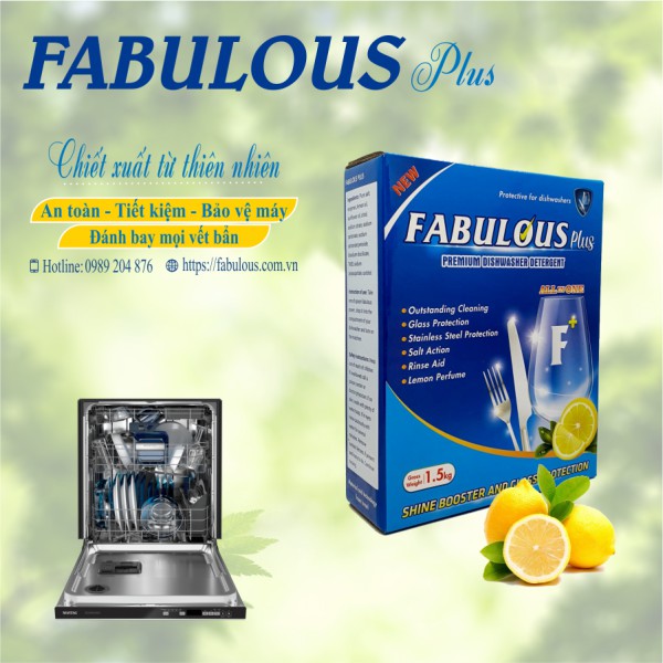 Bột rửa bát hữu cơ dùng cho máy rửa bát Fabulous Powder Plus khử tanh, khử mỡ. | BigBuy360 - bigbuy360.vn