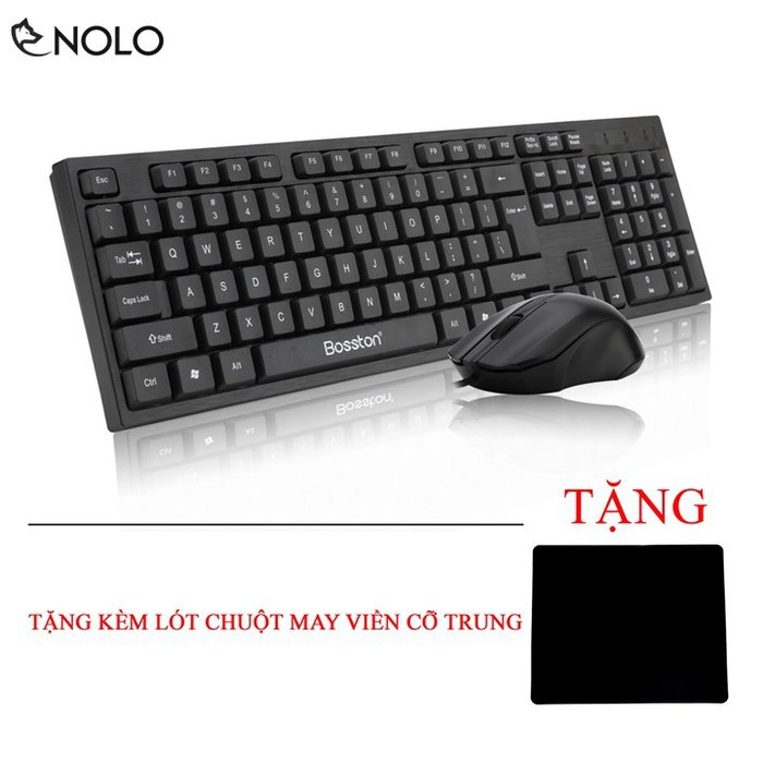Combo Bàn Phím Chuột Có Dây Bosston Model D5300 Cổng USB Tặng Kèm Miếng Lót Chuột Cỡ Trung