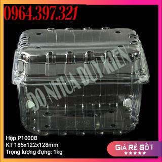100 Hộp Nhựa PET P1000B, C55 Dùng 1 Lần Đựng Bánh Su Kem Dâu Tây, Bánh Bông Lan Hải Sản Đồ Đông Lạnh