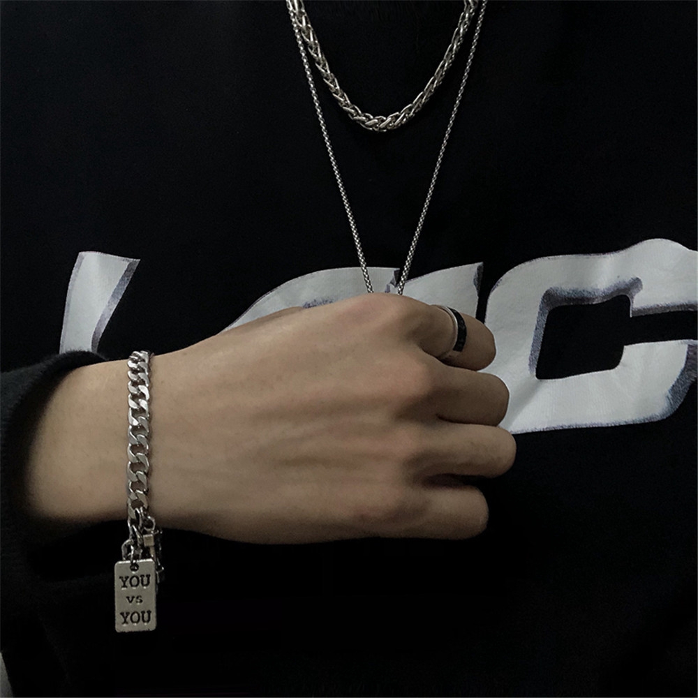 Vòng tay chuỗi mắc xích hình chữ You And You/Me And Me cá tính