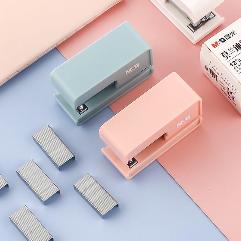 Bộ kim bấm giấy M&amp;G mini màu trơn kèm hộp đựng cho trường học/văn phòng
