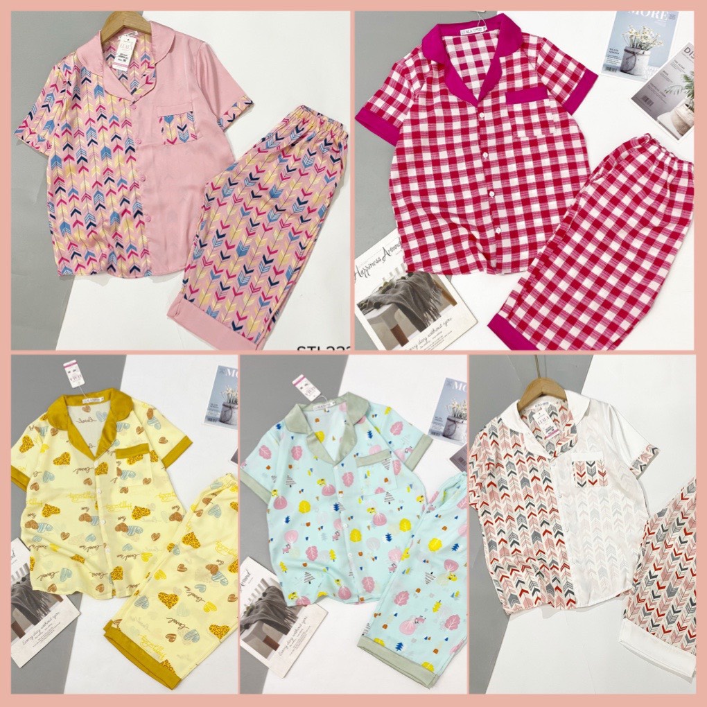 Pijama Lụa Mango Cao Cấp - Bộ Mặc Nhà Cộc Lửng Mềm Mát Thoải Mái