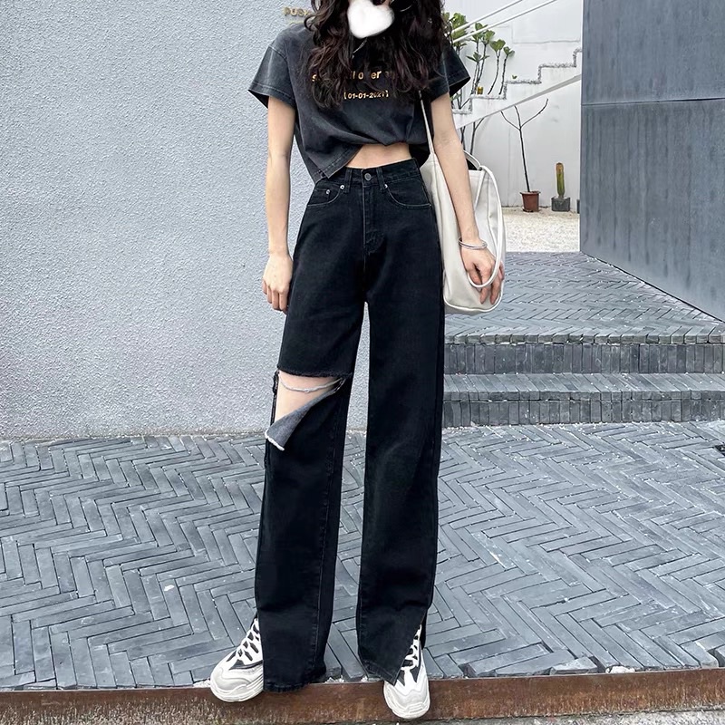 quần jeans dài ống suông Quảng Châu