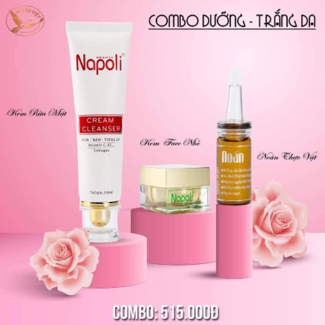 Combo dưỡng trắng da - noãn kem face sữa rửa mặt hải âu việt
