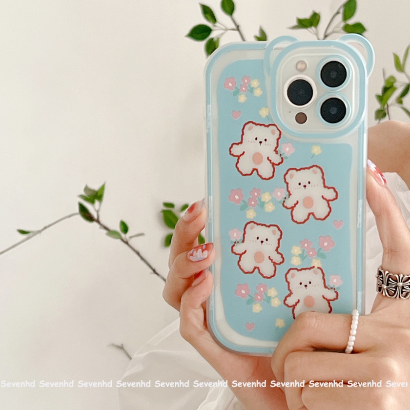 Ốp Điện Thoại Mềm Họa Tiết Tai Gấu Dễ Thương Cho iPhone 14 13 12 11 Pro Max Xs Max Xr X 6 6s Plus