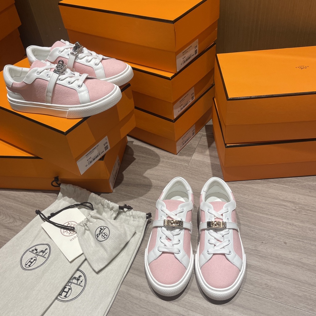 Giày Da Hermes Nhập Khẩu Màu Trắng Thời Trang Thường Ngày Cho Nữ