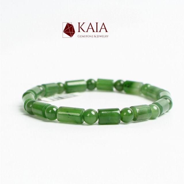 Vòng tay phong thủy chuỗi Ngọc Bích Đốt trúc đá tự nhiên - KAIA