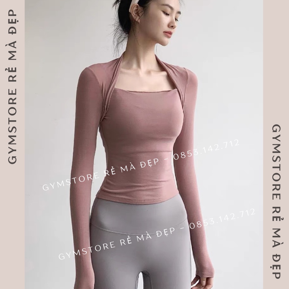 Áo tập gym tập yoga nữ dài tay áo thun mỏng vai ngang cá tính Đồ tập Rẻ Đẹp Gymstore 424