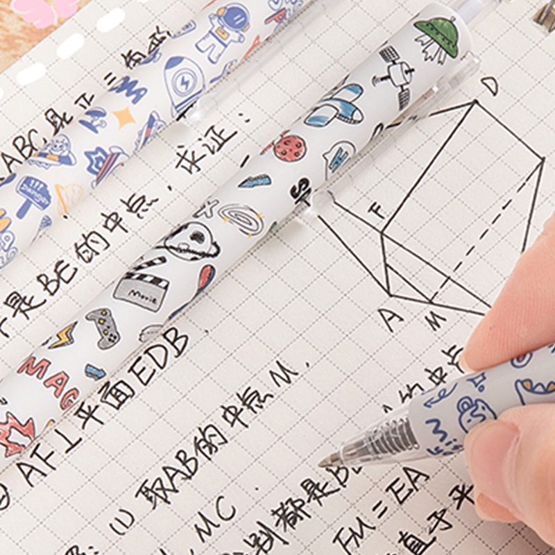 Set 6 Bút Bi Mực Đen Ngòi 0.5mm Có Thể Thu Gọn Hình Động Vật Đáng Yêu