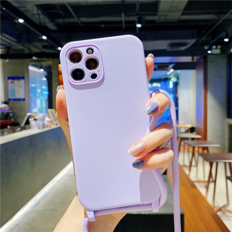 2 Trong Một Vỏ Bọc Dây Chuyền Chuyền Cho IPhone 12 Pro Max 1 Pro Silicon Matte Được Đặt Cho IPhone 12 Pro X X X X R 7 Cộng X Se 2020