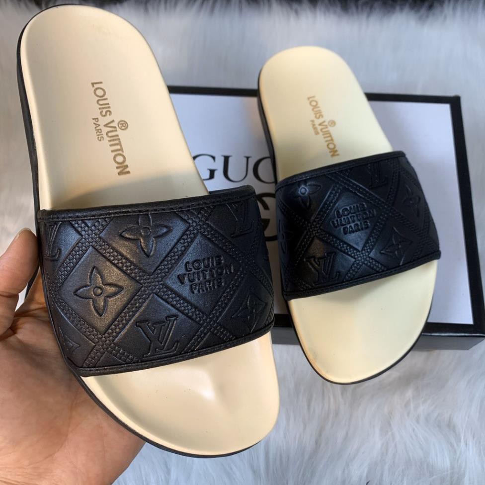Dép LV 💖𝐅𝐑𝐄𝐄𝐒𝐇𝐈𝐏💖dép quai ngang, dép nam đế cao su Full size Nam mã DG16